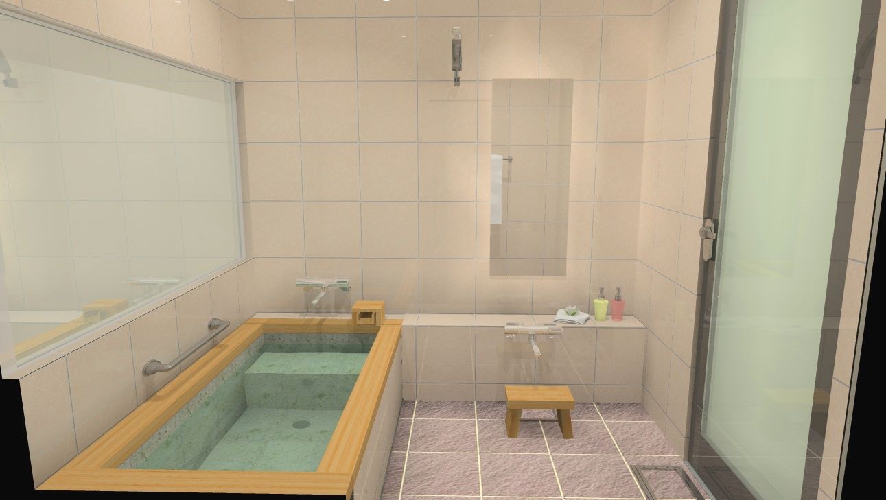 日本の四季を感じられるバスルームを