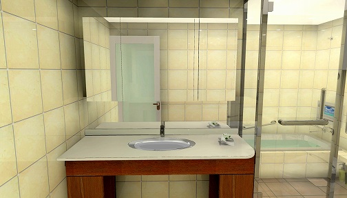 バスルームに合わせた洗面化粧台を