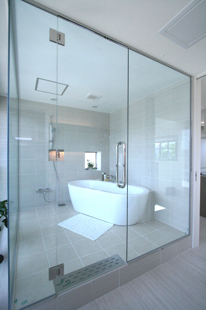 マンション フレームレス透明ガラスドア施工事例