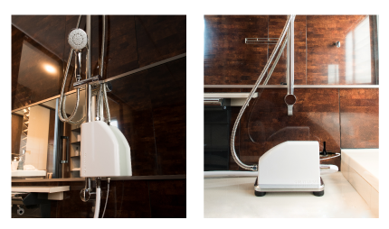 スライドシャワーハンガーに取り付けるか、カウンタの上に置くことが出来ます。